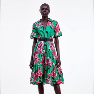 BRANDNEW NEVERWORN Zara floral woven midi dress